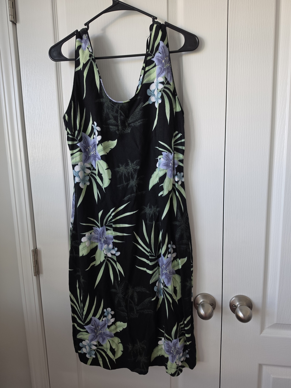 Floral Scoop Neck Tank Dress - Black with Lavender & Mint